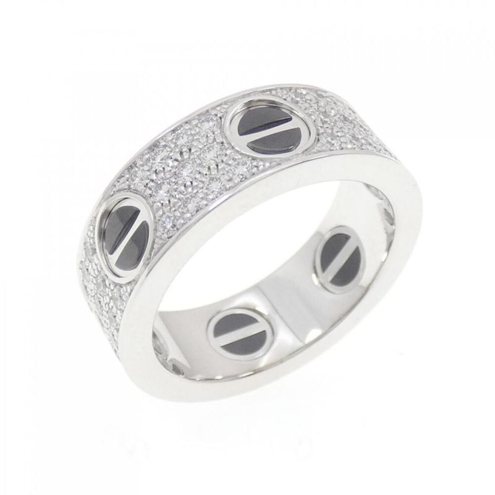 Cartier Love 750 White Gold Ceramic Diamond Ring Size 10